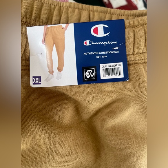 Champion Size XXL Fleece Lined Drawstring Sweatpants Joggers Camel Tan Pockets - Picture 6 of 11
